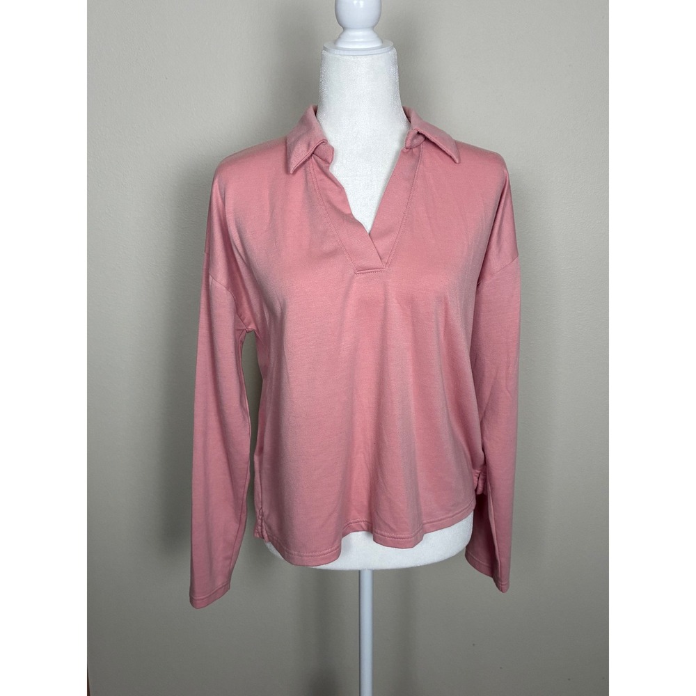 J. Crew Factory Soft Pink Long Sleeve French Terry Pullover Top BS218 FA23